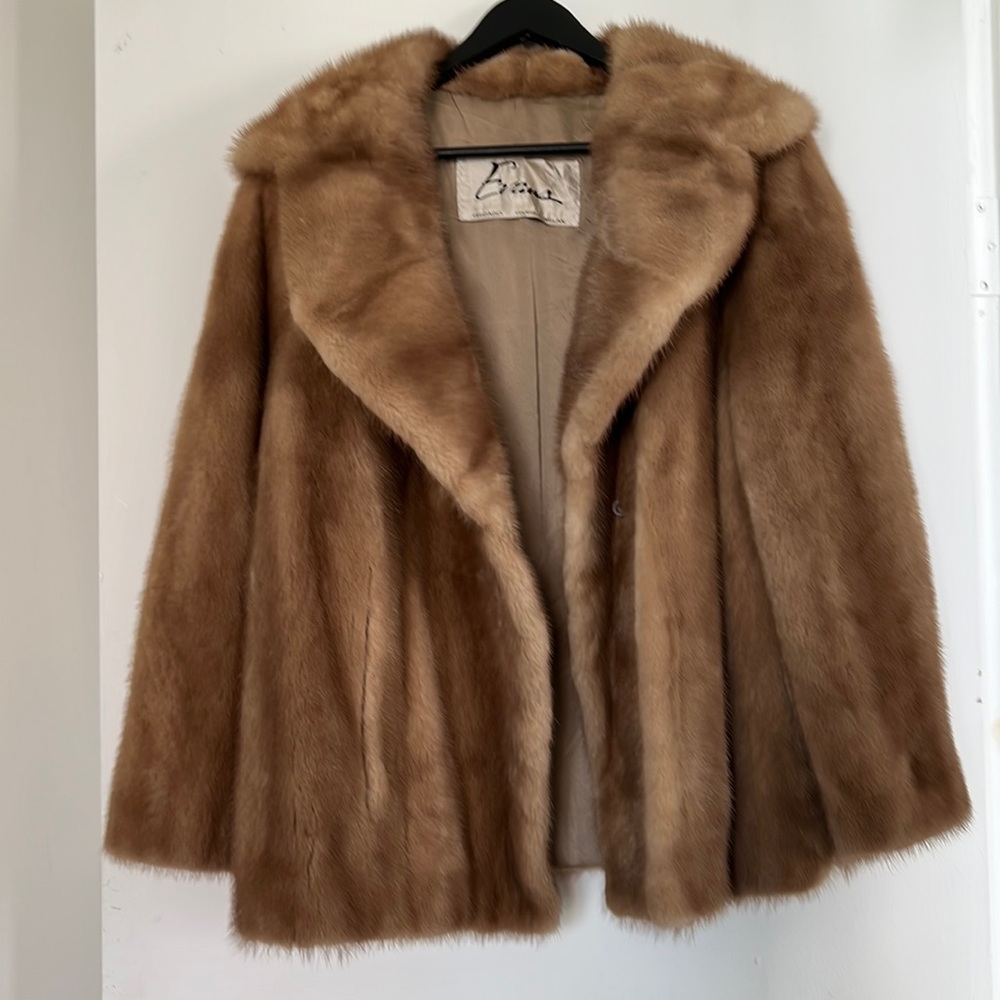 Monogrammed real mink fur coat, vintage